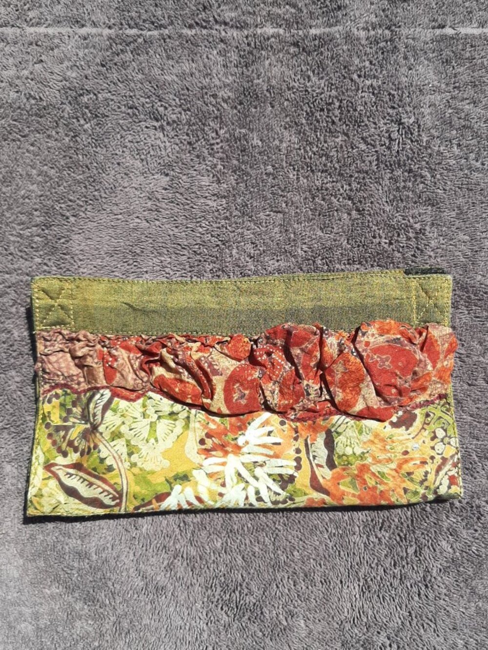 Handmade Fabric Wallet Green 8" x 4.5"